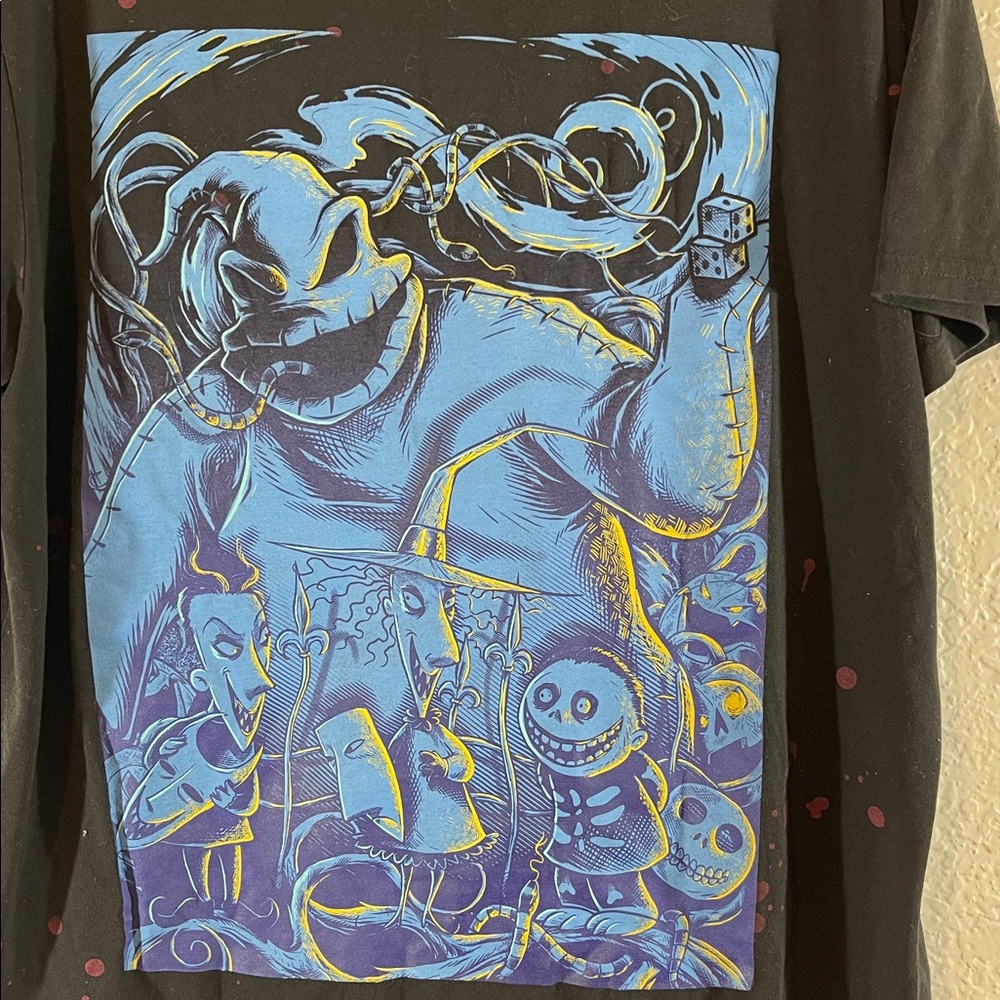 DISNEY The Nightmare Before Christmas Bleach Splatter Oogie Boogie T Shirt Large - Picture 3 of 7
